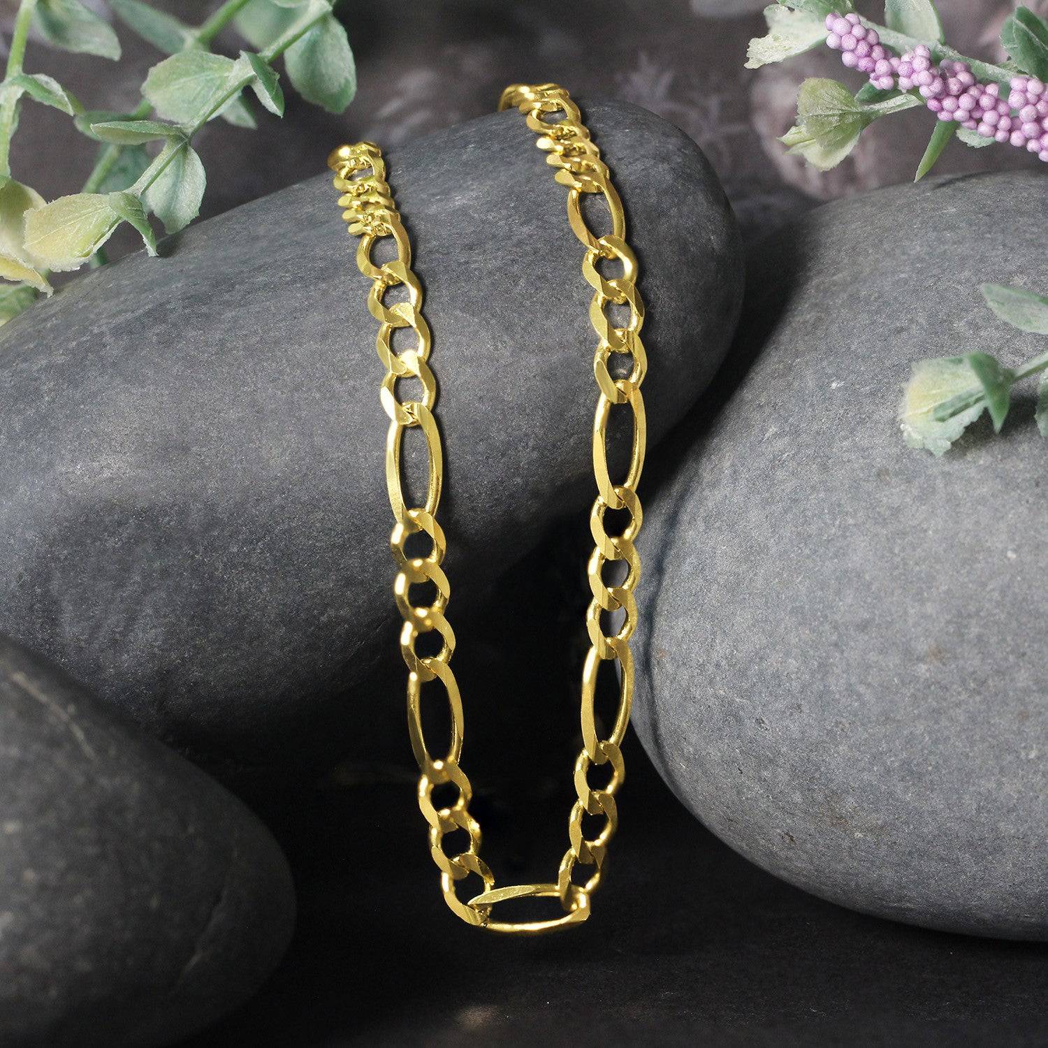 10K Yellow Gold Solid Figaro Chain (4.50 mm) - Forever in Harmony