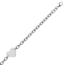 Sterling Silver Rhodium Plated Chain Bracelet with a Flat Heart Station(5.00 mm) | 7.25'' - Forever in Harmony