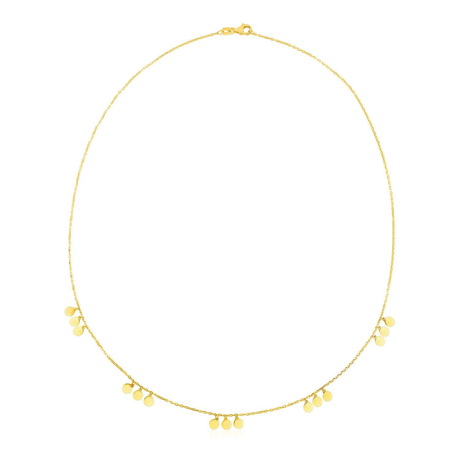 14k Yellow Gold Necklace with Circle Dangle Stations - Forever in Harmony