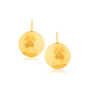 14k Yellow Gold Hammered Texture Disc Drop Earrings Medium - Forever in Harmony