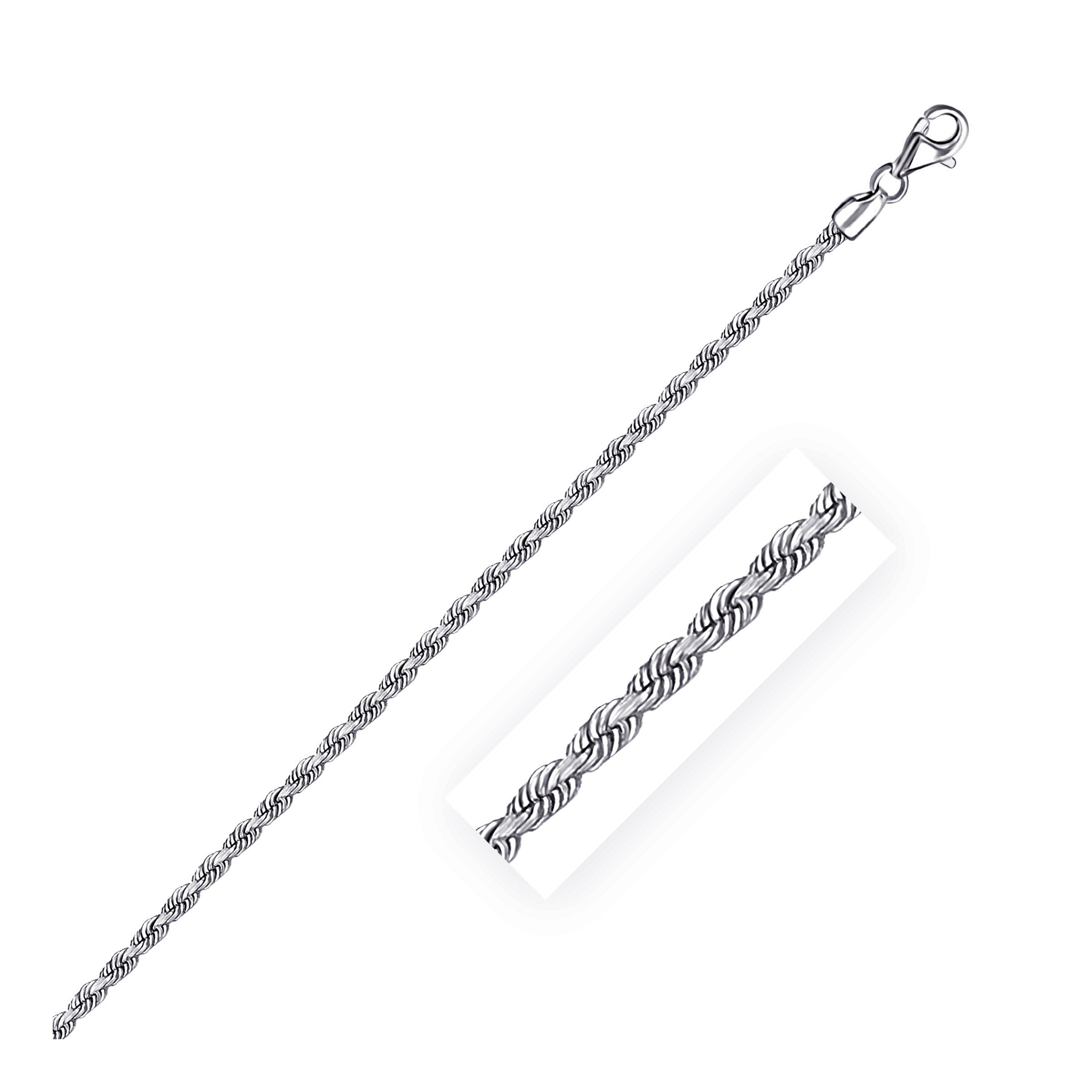 14k White Gold Solid Diamond Cut Rope Chain (2.50 mm) | 16'' - Forever in Harmony