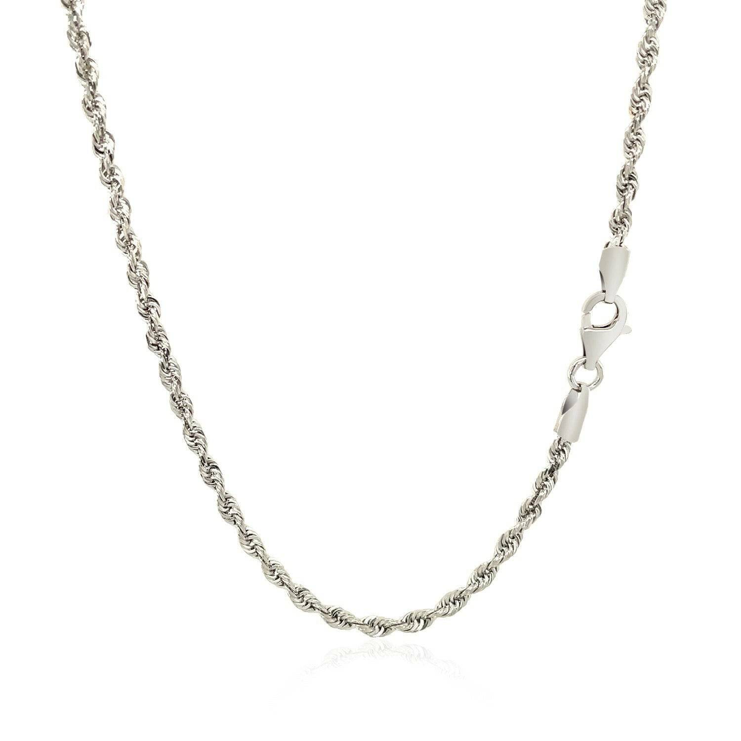 14k White Gold Solid Diamond Cut Rope Chain (2.50 mm) | - Forever in Harmony