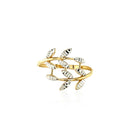 14k Two Tone Gold Crossover Ring with Textured Leaves(1.50 mm) | - Forever in Harmony