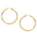 14k Two Tone Gold Polished Hoop Earrings (3x30mm) - Forever in Harmony