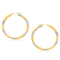 14k Two Tone Gold Polished Hoop Earrings (3x30mm) - Forever in Harmony