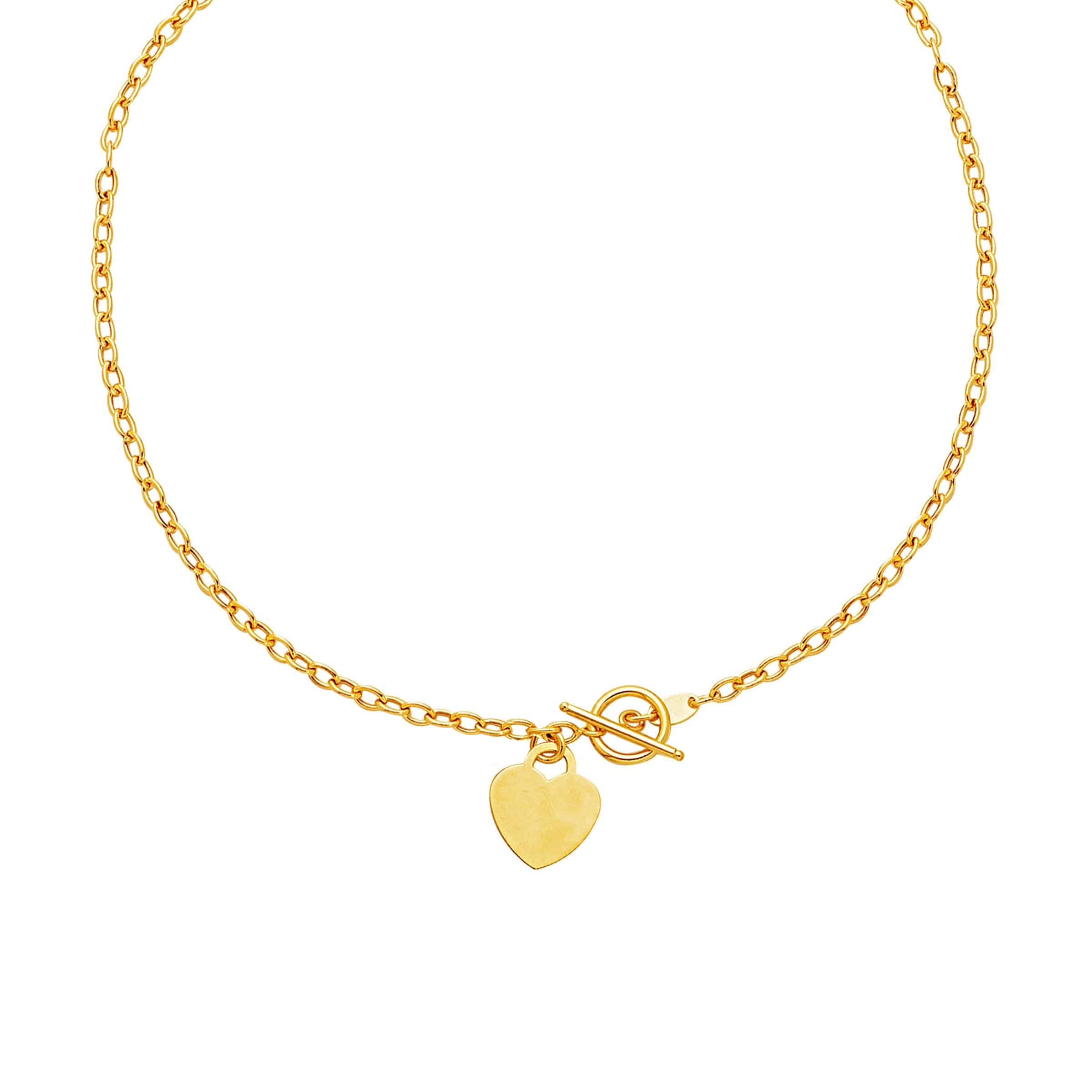 Toggle Necklace with Heart Charm in 14k Yellow Gold - Forever in Harmony