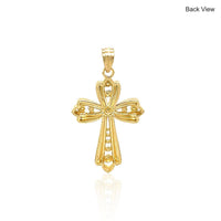 14k Two-Tone Gold Fancy Cross Pendant with Diamond Cuts - Forever in Harmony