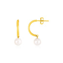 14k Yellow Gold Half Hoop Earrings with Pearls - Forever in Harmony