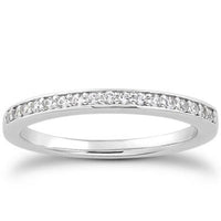 14k White Gold Micro-pave Flat Sided Diamond Wedding Ring Band - Forever in Harmony