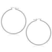 14k White Gold Polished Hoop Earrings (2x60mm) - Forever in Harmony