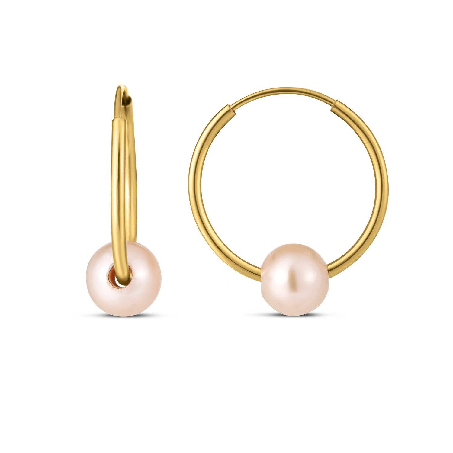 14k Yellow Gold Round Endless Pearl Earring(1x14mm) - Forever in Harmony