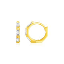 14k Yellow Gold Petite Octagonal Hoop Earrings with Cubic Zirconias - Forever in Harmony