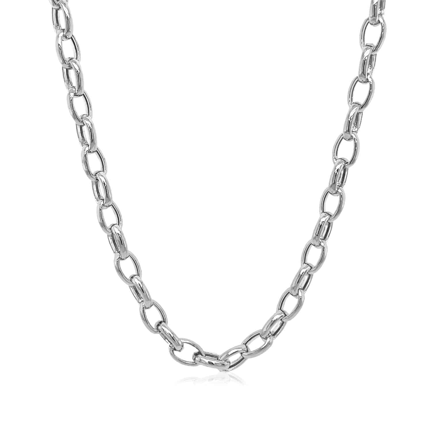 14k White Gold Oval Rolo Chain (4.6 mm) | 18'' - Forever in Harmony