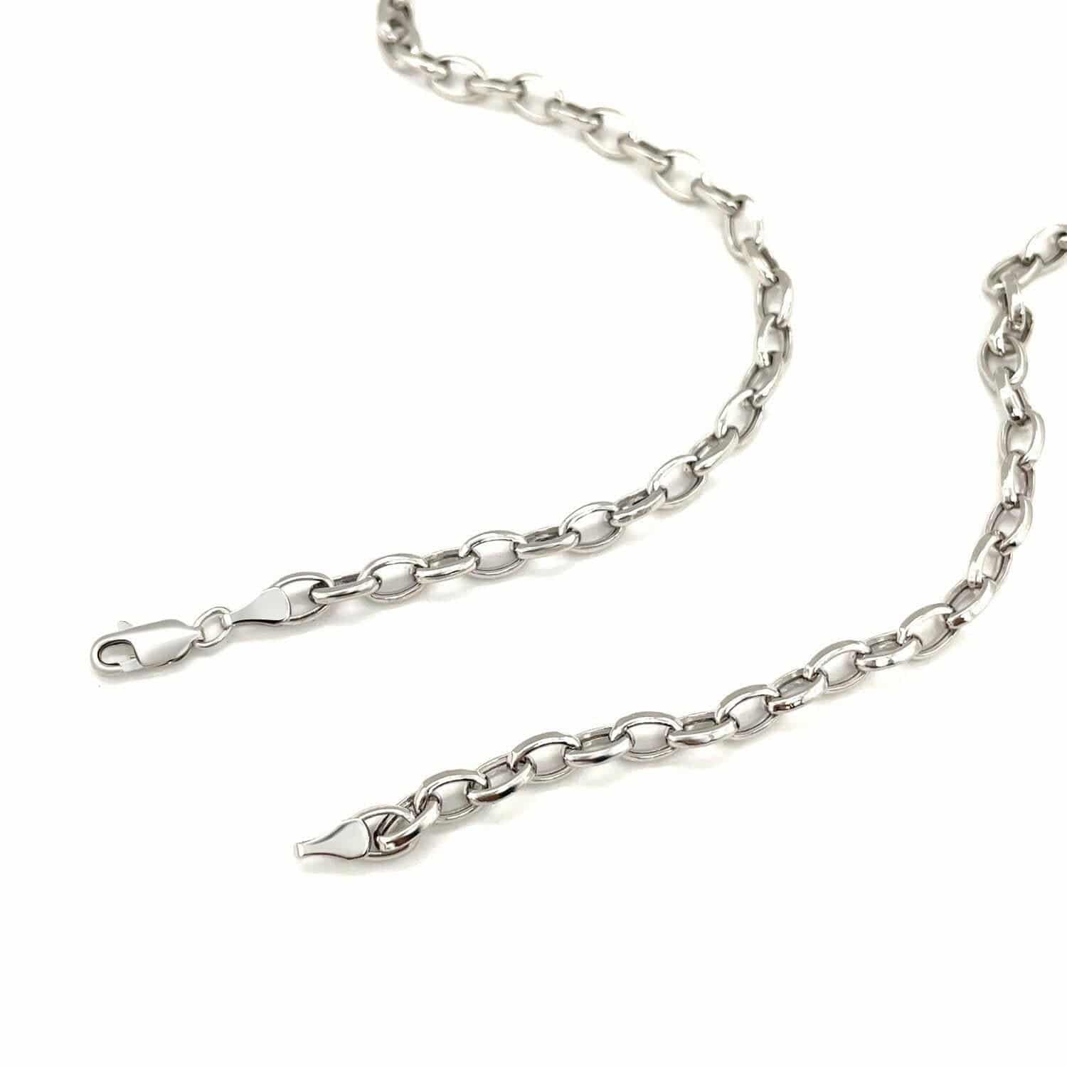 14k White Gold Oval Rolo Chain (4.6 mm) | - Forever in Harmony