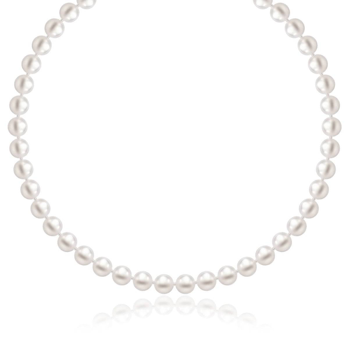 14k Yellow Gold Necklace with White Freshwater Cultured Pearls (6.0mm to 6.5mm) - Forever in Harmony