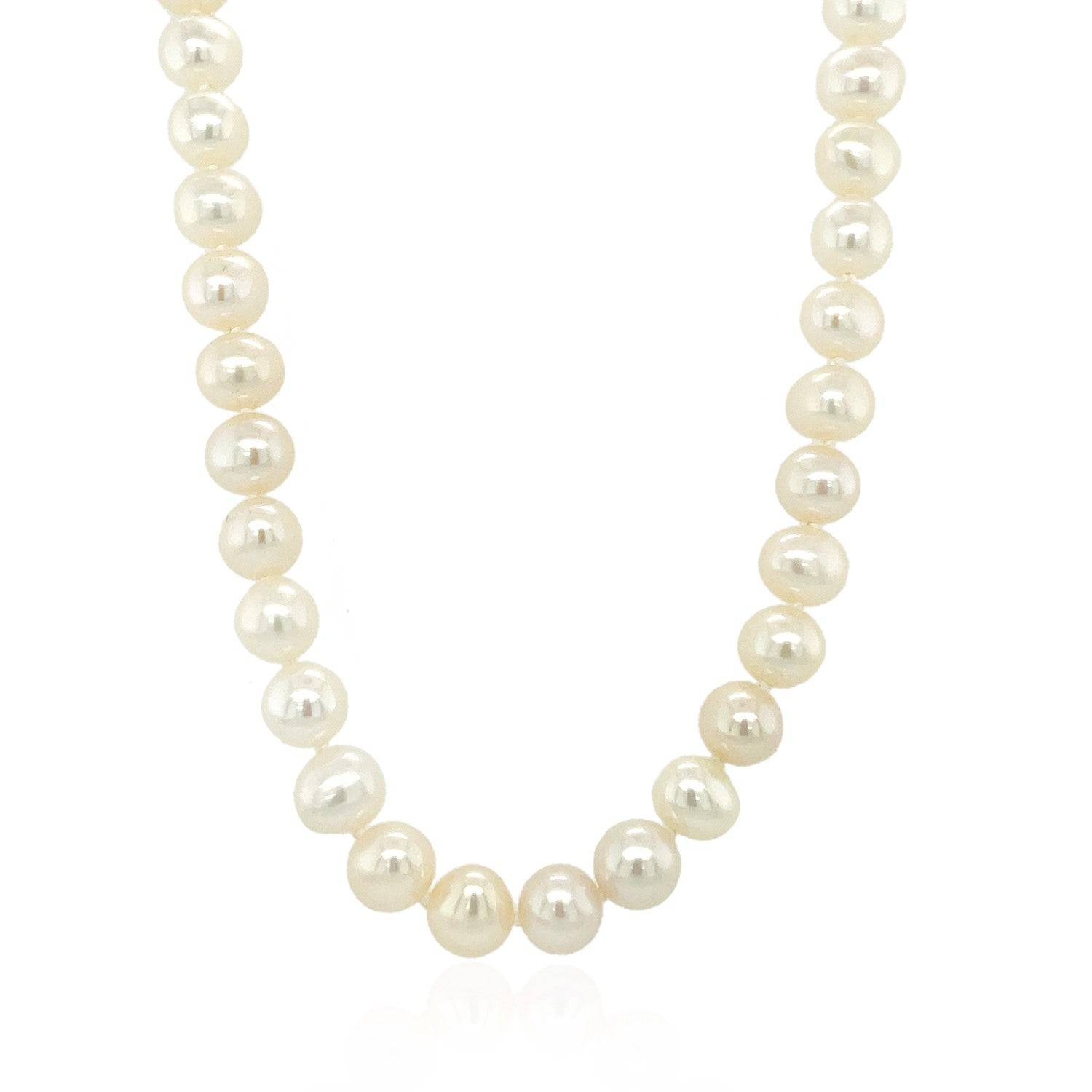 14k Yellow Gold Necklace with White Freshwater Cultured Pearls (6.0mm to 6.5mm) - Forever in Harmony