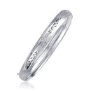 Classic Floral Carved Bangle in 14k White Gold (6.00 mm) | - Forever in Harmony