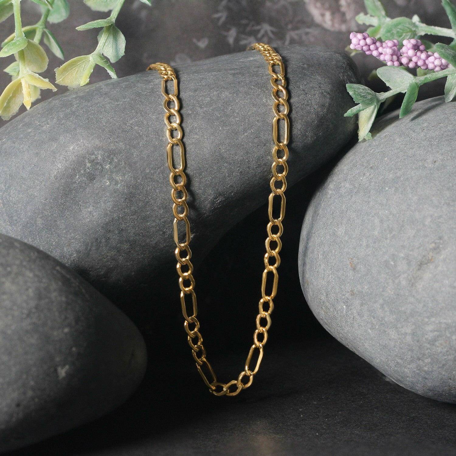 14k Yellow Gold Lite Figaro Chain (3.70 mm) | - Forever in Harmony