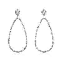 14k White Gold Textured Teardrop Motif Post Earrings - Forever in Harmony