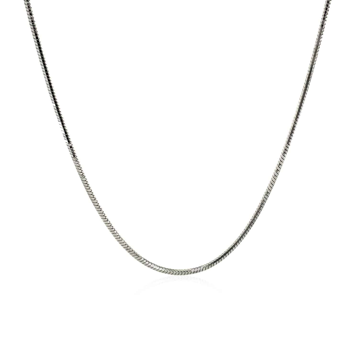 Rhodium Plated Sterling Silver Snake Style Chain (1.20 mm) - Forever in Harmony