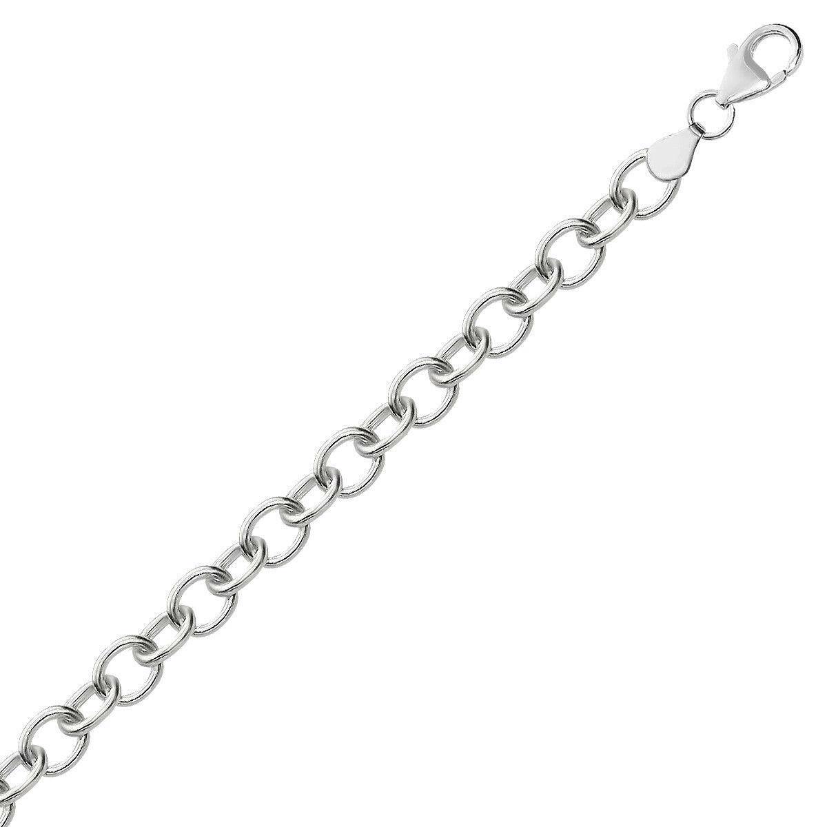 Sterling Silver Rhodium Plated Fancy Charm Bracelet (6.70 mm) |