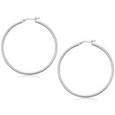 14k White Gold Polished Hoop Earrings (2x50 mm) - Forever in Harmony