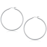 14k White Gold Polished Hoop Earrings (2x50 mm) - Forever in Harmony