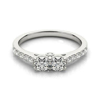 14k White Gold Round Two Stone Diamond Ring (3/4 cttw) - Forever in Harmony