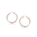 14k Rose Gold Fancy Diamond Cut Hoop Earrings(3x25mm) - Forever in Harmony