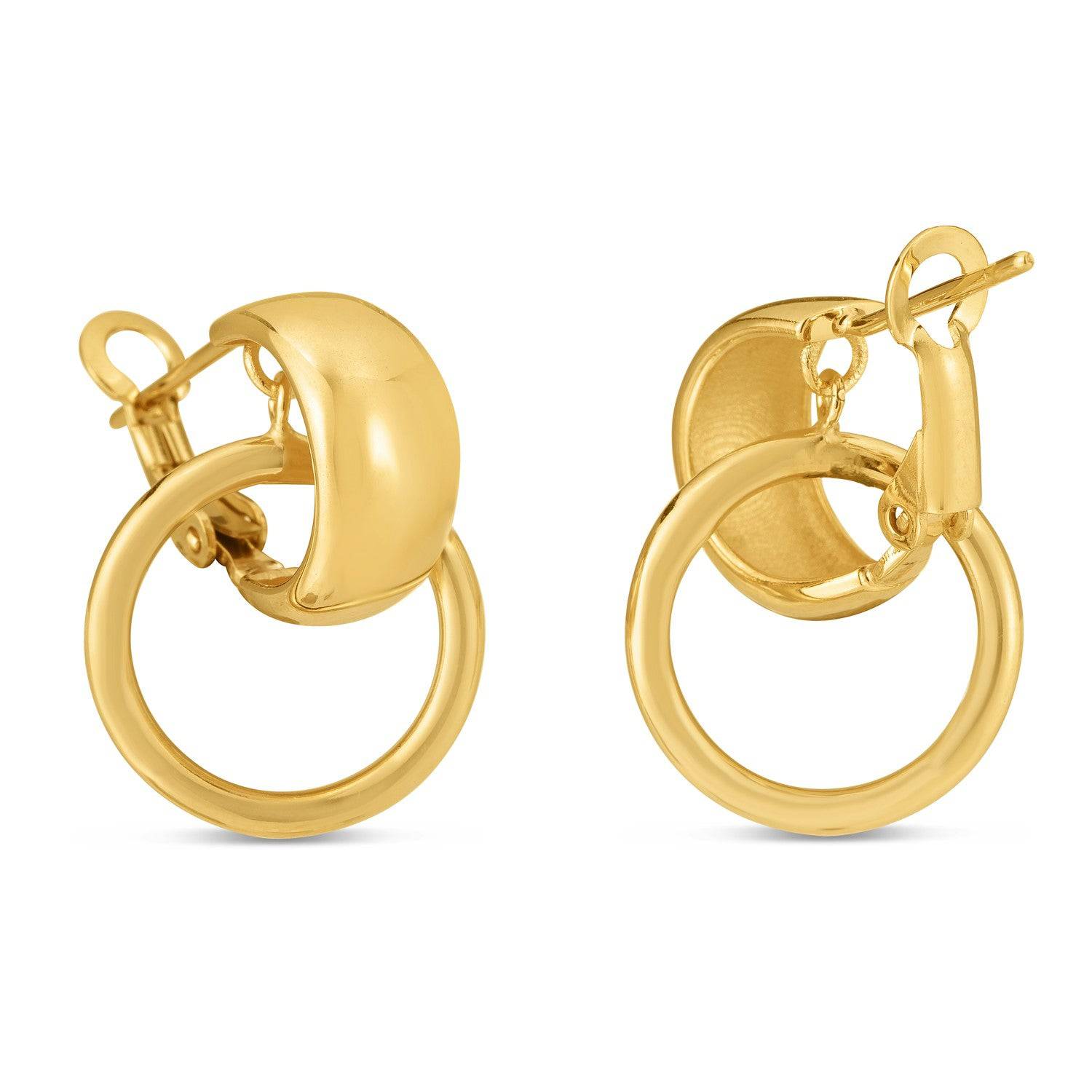 14k Yellow Gold Interlocking Omega Hoops