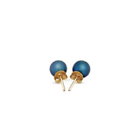 14k Yellow Gold Cultured Black Pearl Stud Earrings (6mm) - Forever in Harmony