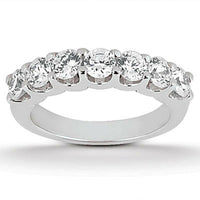 14k White Gold Diamond Scalloped Shared U Prong Setting Wedding Ring Band - Forever in Harmony