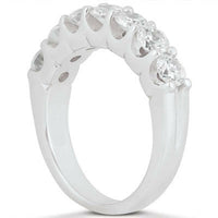 14k White Gold Diamond Scalloped Shared U Prong Setting Wedding Ring Band - Forever in Harmony