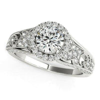 14k White Gold Diamond Engagement Ring with Baroque Shank Design (1 1/8 cttw) - Forever in Harmony