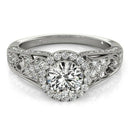 14k White Gold Diamond Engagement Ring with Baroque Shank Design (1 1/8 cttw) - Forever in Harmony