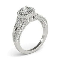 14k White Gold Diamond Engagement Ring with Baroque Shank Design (1 1/8 cttw) - Forever in Harmony