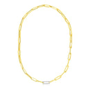 14k Yellow Gold Paperclip Chain Necklace with Diamond Link - Forever in Harmony