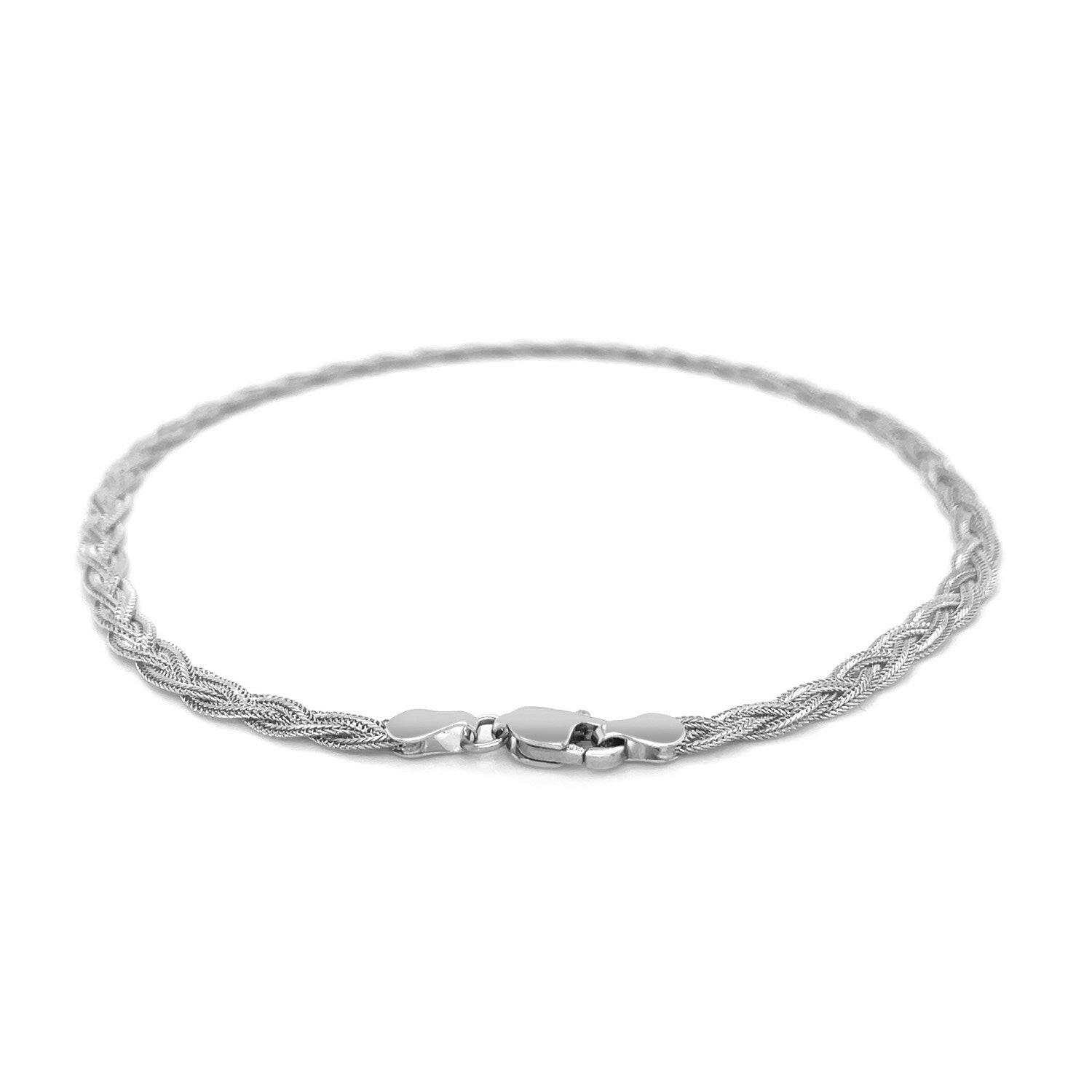 14k White Gold Braided Bracelet  (3.50 mm) | - Forever in Harmony