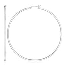 Sterling Silver Large Rectangular Profile Polished Hoop Earrings(75mm) - Forever in Harmony