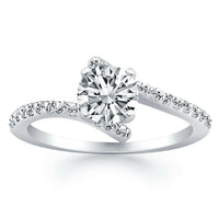 14k White Gold Open Shank Bypass Diamond Engagement Ring - Forever in Harmony