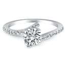 14k White Gold Open Shank Bypass Diamond Engagement Ring - Forever in Harmony