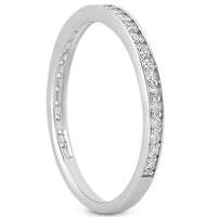 14k White Gold Micro-pave Diamond Wedding Ring Band Set 3/4 Around - Forever in Harmony