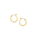 14k Yellow Gold Slender Hoop Earring with Diamond-Cut Finish (2x15mm) - Forever in Harmony