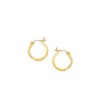 14k Yellow Gold Slender Hoop Earring with Diamond-Cut Finish (2x15mm) - Forever in Harmony