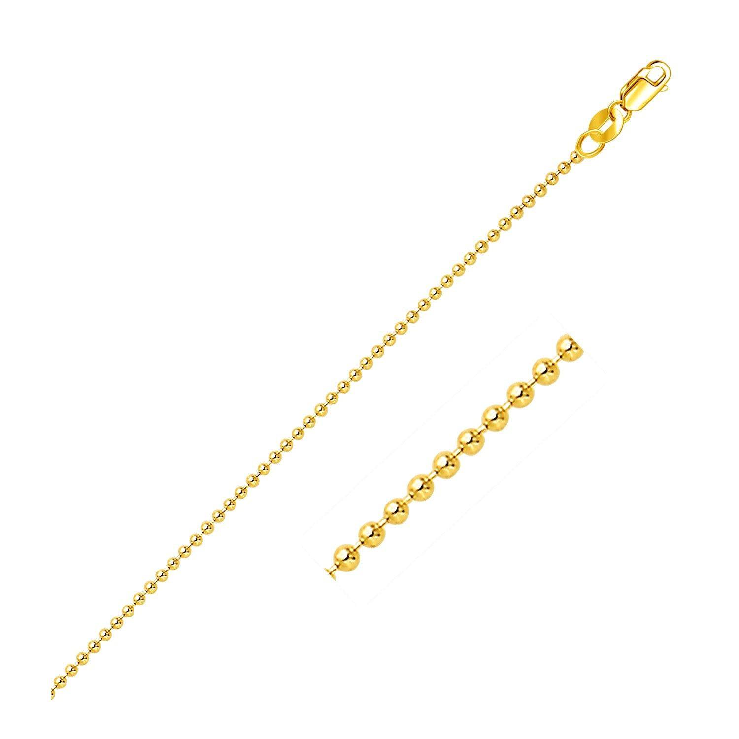 18k Yellow Gold Bead Chain 1.5mm (1.50 mm) - Forever in Harmony