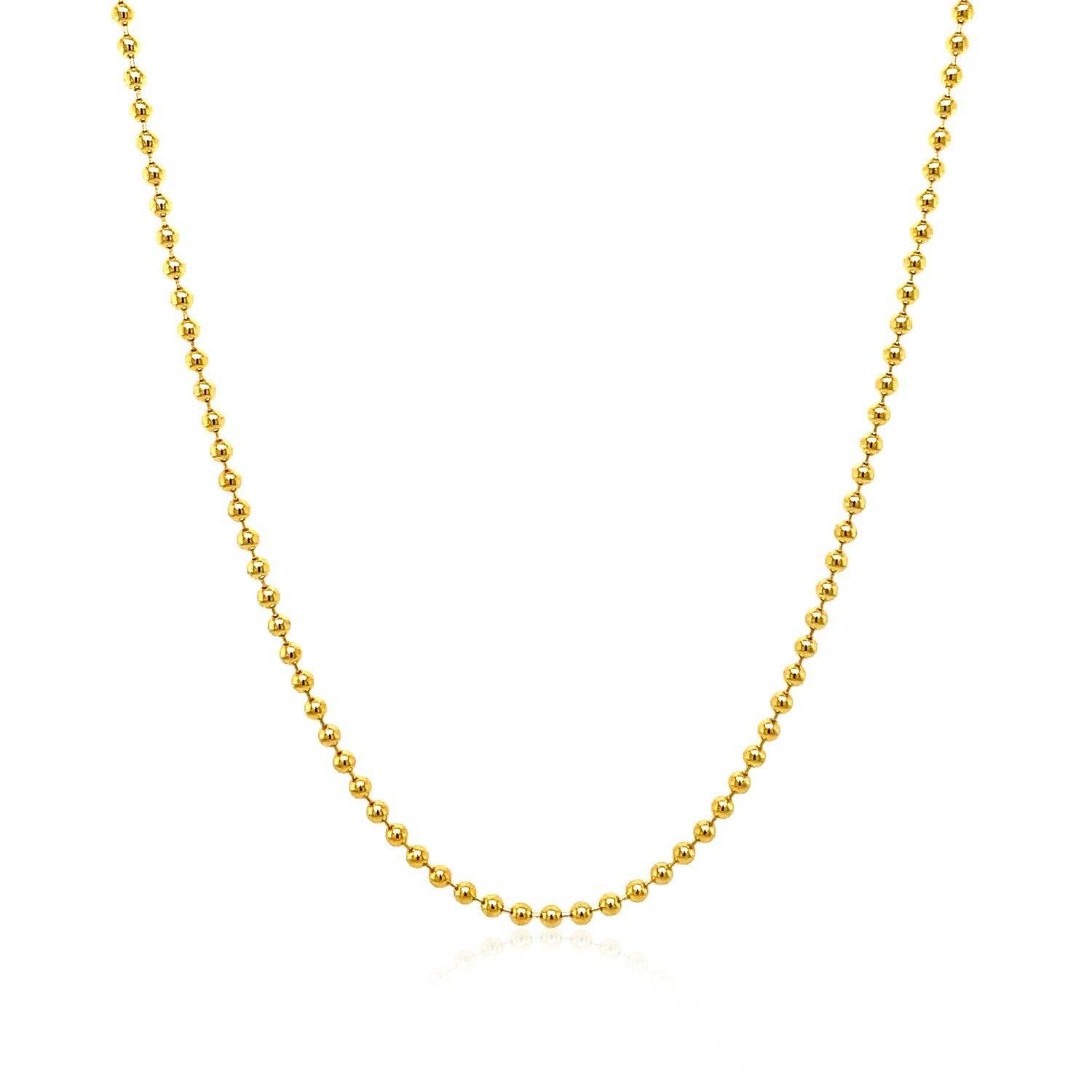 18k Yellow Gold Bead Chain 1.5mm (1.50 mm) - Forever in Harmony