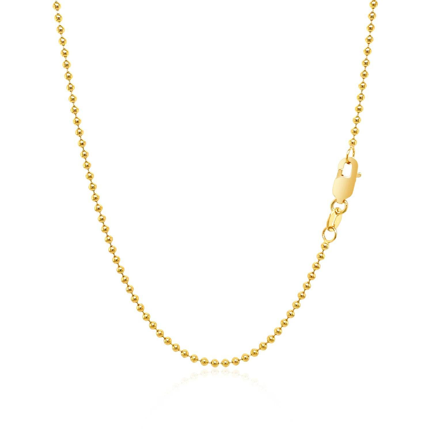 18k Yellow Gold Bead Chain 1.5mm (1.50 mm) - Forever in Harmony