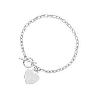 Toggle Bracelet with Heart Charm in 14k White Gold (4.85 mm) - Forever in Harmony