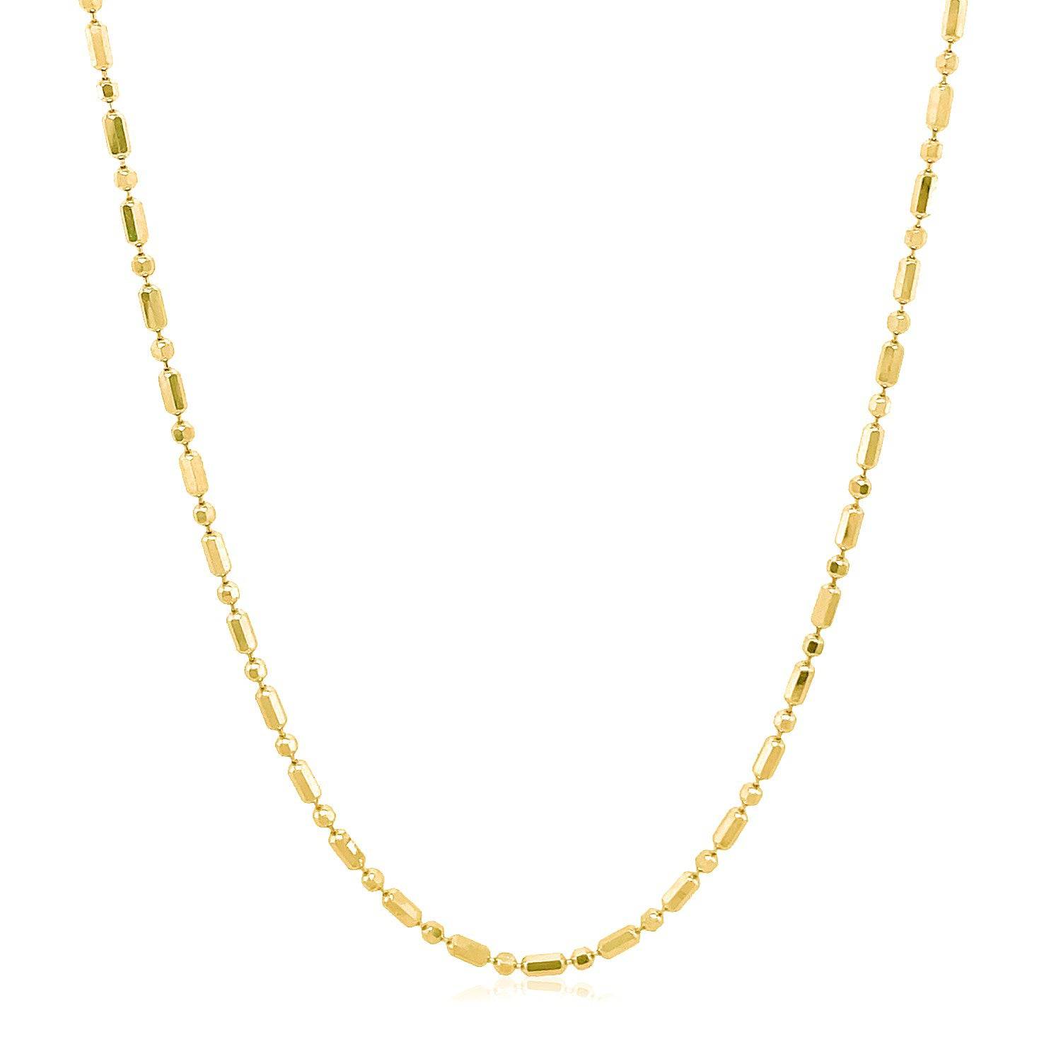 14k Yellow Gold Diamond-Cut Alternating Bead Chain (1.30 mm) - Forever in Harmony