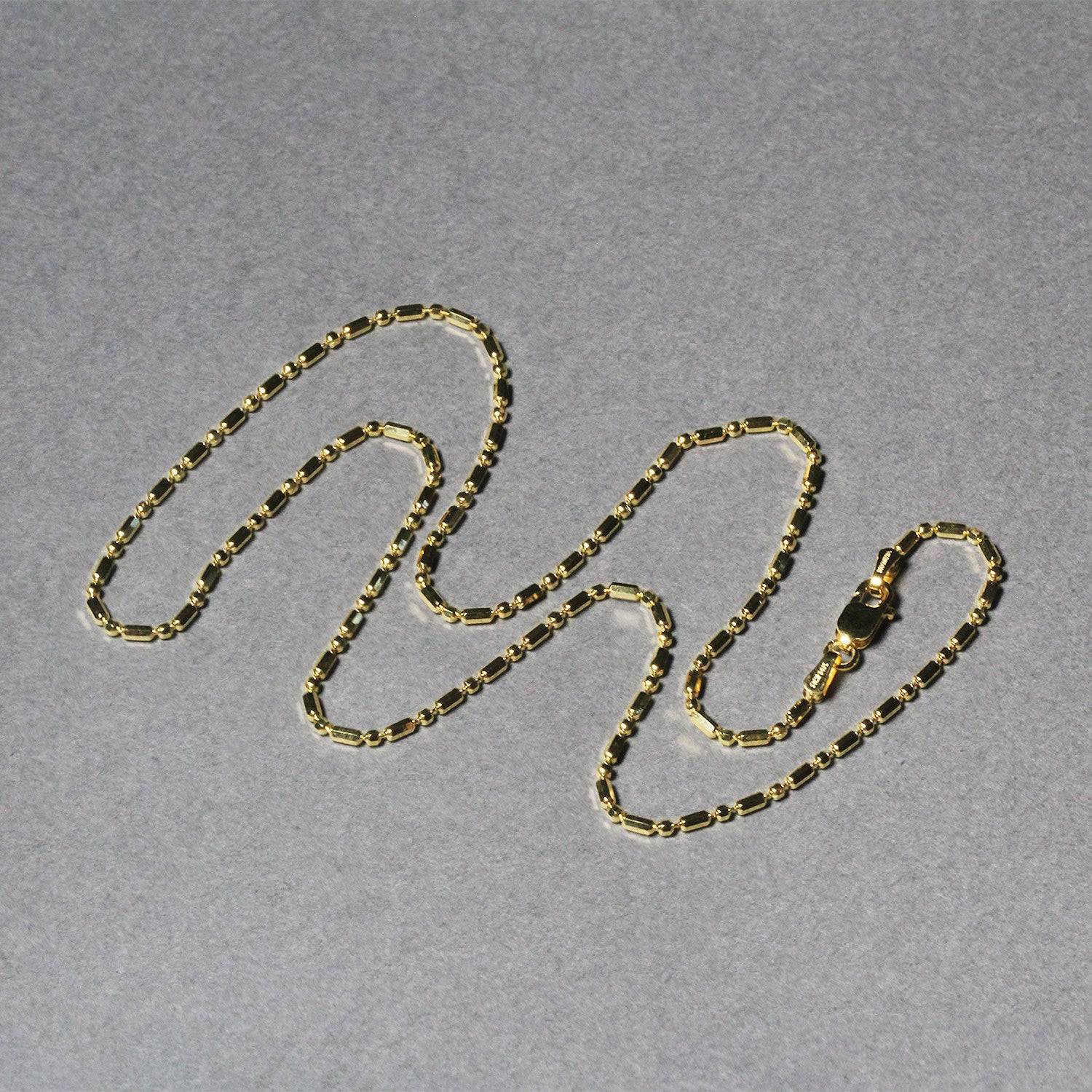 14k Yellow Gold Diamond-Cut Alternating Bead Chain (1.30 mm) - Forever in Harmony